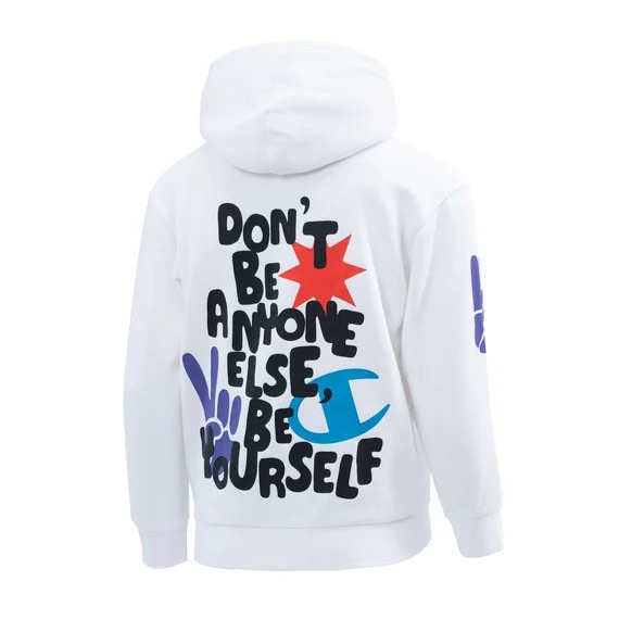 Champion Kid's Legacy Hoodie Felpa con Cappuccio Bianca Bambini