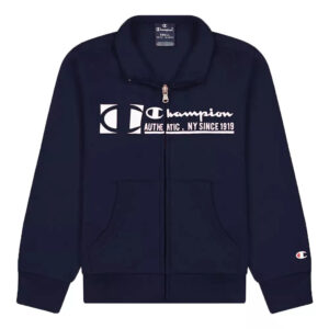 Champion Logo New York Felpa Full Zip blu navy bambino