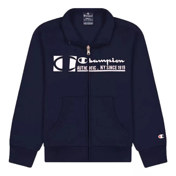 Champion Logo New York Felpa Full Zip blu navy bambino