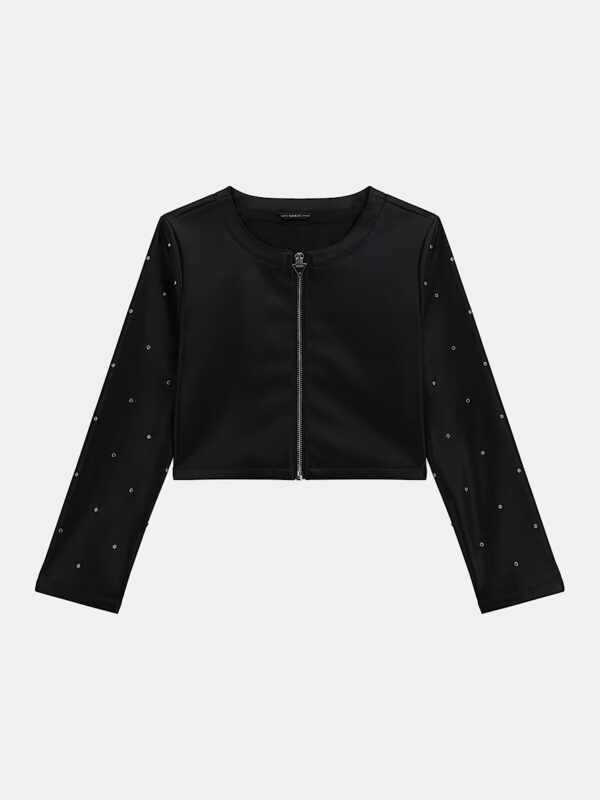 Guess Giacca similpelle con strass Nero Bambina