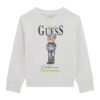 Felpa sportiva da bambino mini in bianco con un orsetto e la scritta Guess