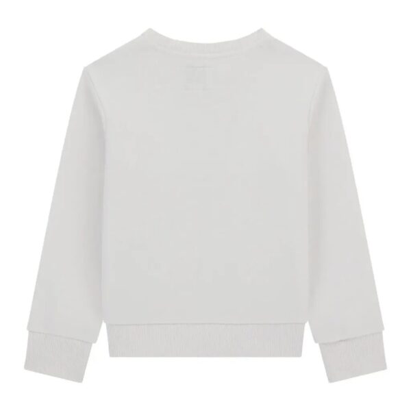 Felpa sportiva da bambino mini in bianco con un orsetto e la scritta Guess
