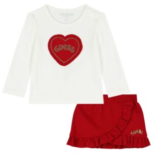 Guess Younger Girls White & Red Skirt Set