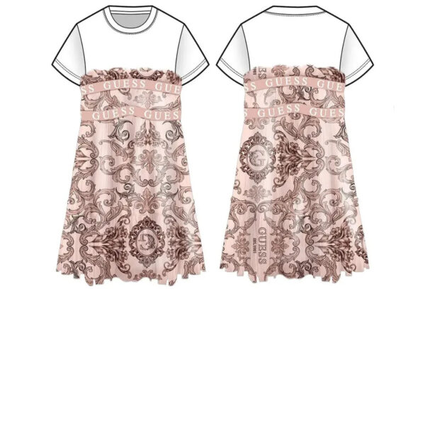Gues Vestito Bianco Rosa Bambine Ragazze