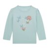 Blusa a maniche lunghe floreale celeste per neonata con logo Guess