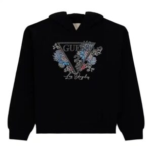 Guess Felpa con Cappuccio Nera Bambine Ragazze
