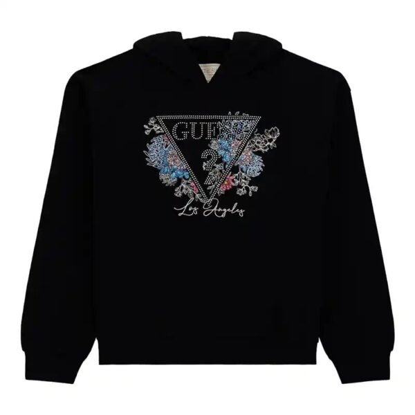 Guess Felpa con Cappuccio Nera Bambine Ragazze
