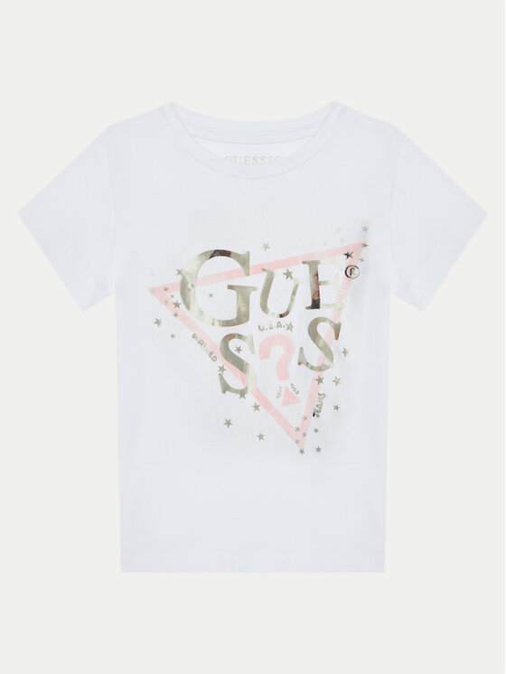 Guess Eco Signature Triangle Tee T-shirt Bianca Bambina