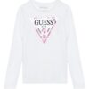 Guess T-shirt  Maniche Lunghe Bianca Rosa Ragazze