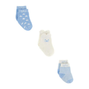 Guess Baby Pacco Da 3 Paia Di Calze  Bianche Azzurre Bambino