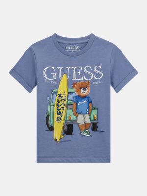 Guess Kids T-shirt stampa logo Blu Bambino