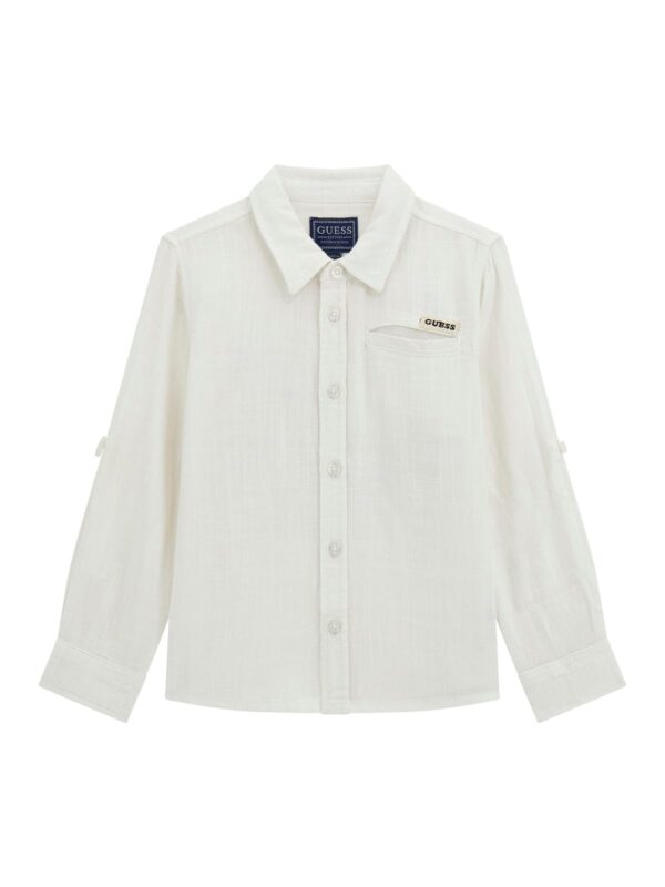 Guess Camicia da bambino in lino di colore bianco
