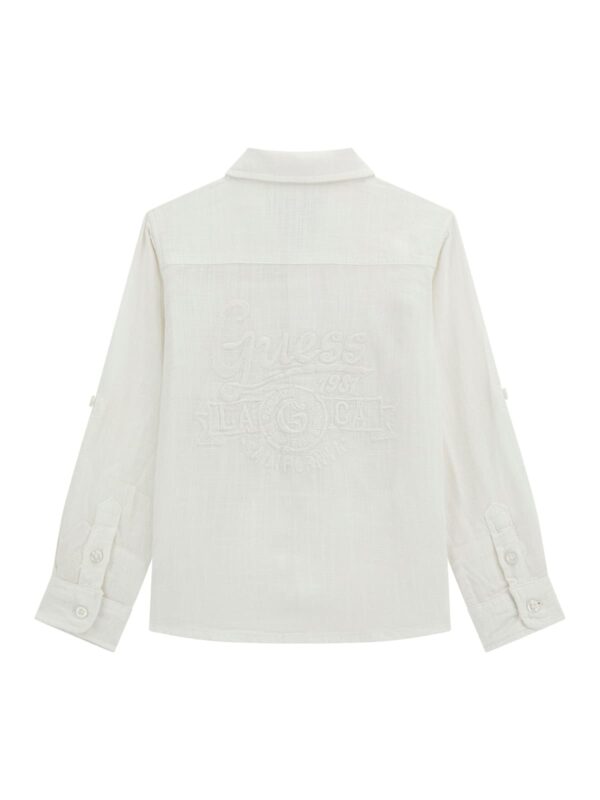 Guess Camicia da bambino in lino di colore bianco