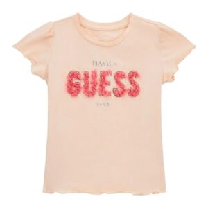 Guess T-shirt Rosa con Stampa per bambini e logo