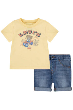 Levi's® T-shirt con orsetto limone e pantaloncini di jeans