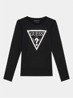 Guess Logo Long Sleeve Top T-shirt manica lunga Nera Bambina