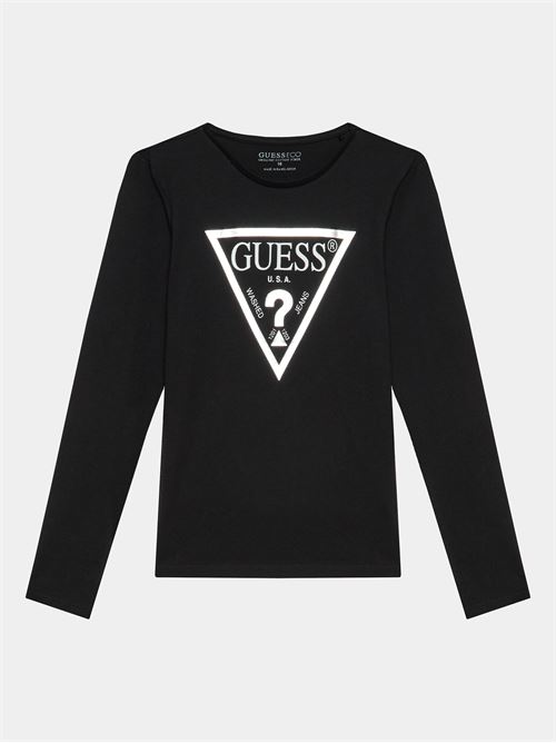 Guess Logo Long Sleeve Top T-shirt manica lunga Nera Bambina