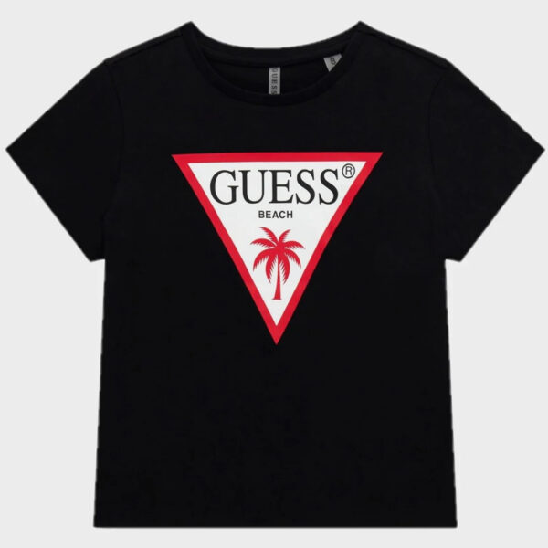 Guess Kids T-shirt Nera con stampa Bambini