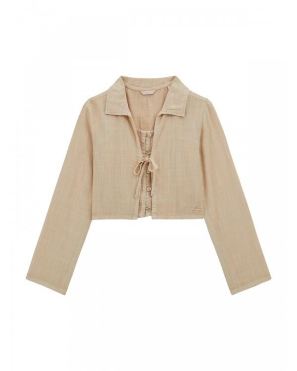 Guess Camicia In Vicosa Beige Bambine Ragazze
