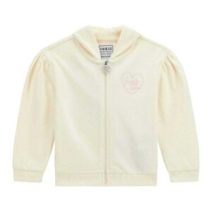Guess Active Felpa Chiusura Zip Con Cappuccio Beige Bambina