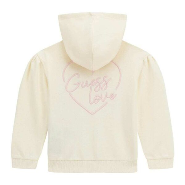 Guess Active Felpa Chiusura Zip Con Cappuccio Beige Bambina