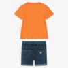 Guess Set con maglietta Arancione e pantaloncini in denim Bambino