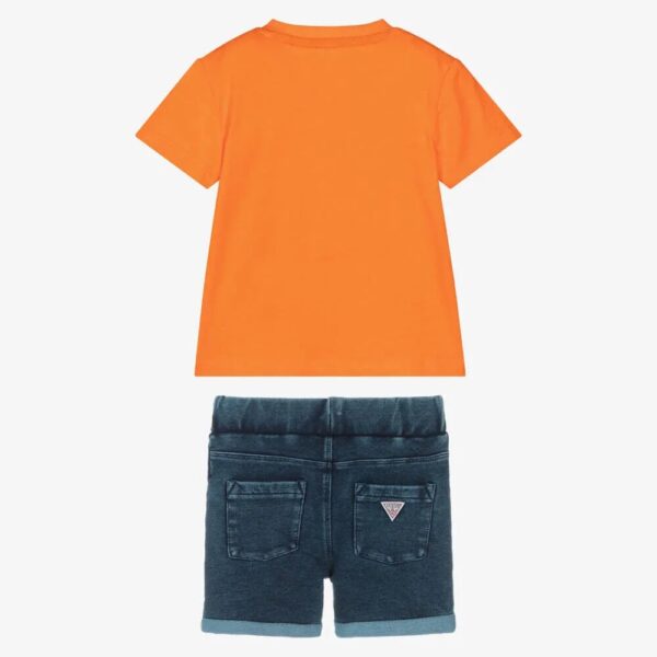 Guess Set con maglietta Arancione e pantaloncini in denim Bambino