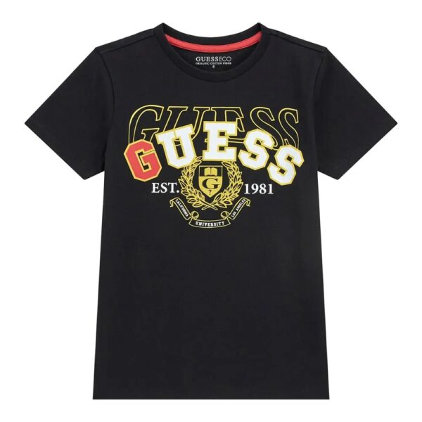 Guess Kids T-shirt Nera con stampa Bambino
