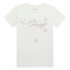 Guess t-shirt kids-junior bianca con logo corsivo e strass