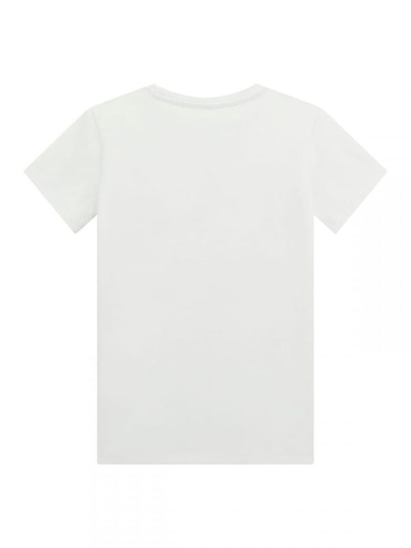 Guess t-shirt kids-junior bianca con logo corsivo e strass