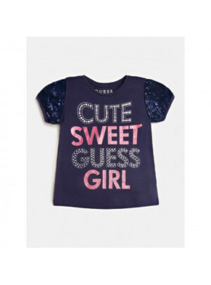 Guess T-shirt Blu Con Stampa Centrale Bambine