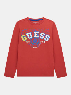 Guess T-shirt Maniche Lunghe Rossa Bmabini