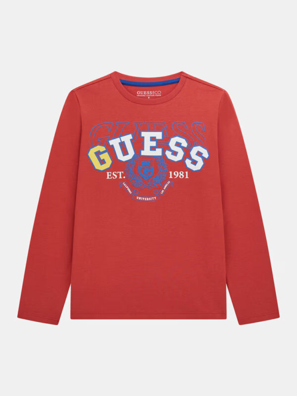 Guess T-shirt Maniche Lunghe Rossa Bmabini