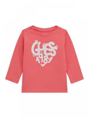 Guess t-shirt infant manica lunga con logo grafica cuore