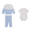 Guess set infant 3 pezzi felpa pantalone e body celeste/bianco