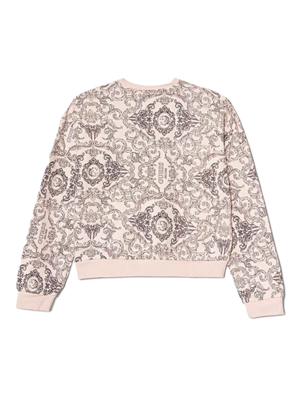 Guess Felpa Girocollo Rosa Nera Bambina Ragazze