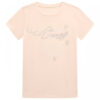 Guess t-shirt kids-junior rosa con logo corsivo e strass