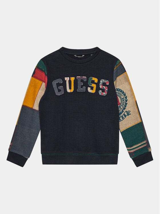 Felpa Guess per bambini in cotone, blu scuro, a fantasia