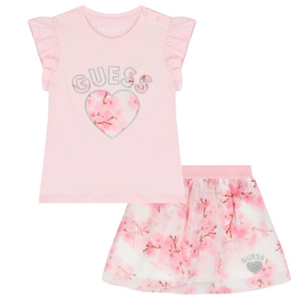 Guess Baby Girls Pink Logo Skirt Set Junior