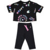 Champion Completo Nero Con Stame Multicolore Bambini