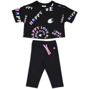 Champion Completo Nero Con Stame Multicolore Bambini