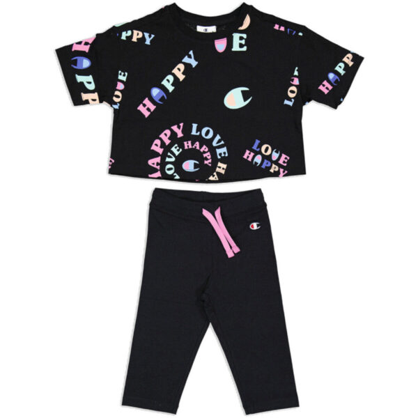 Champion Completo Nero Con Stame Multicolore Bambini