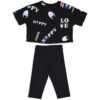 Champion Completo Nero Con Stame Multicolore Bambini