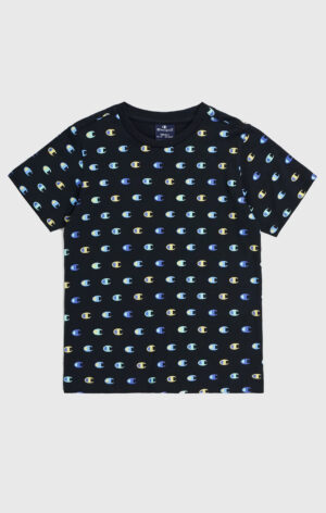 Champion T-shirt MANICA CORTA NERA CON LOGHI COLORATI