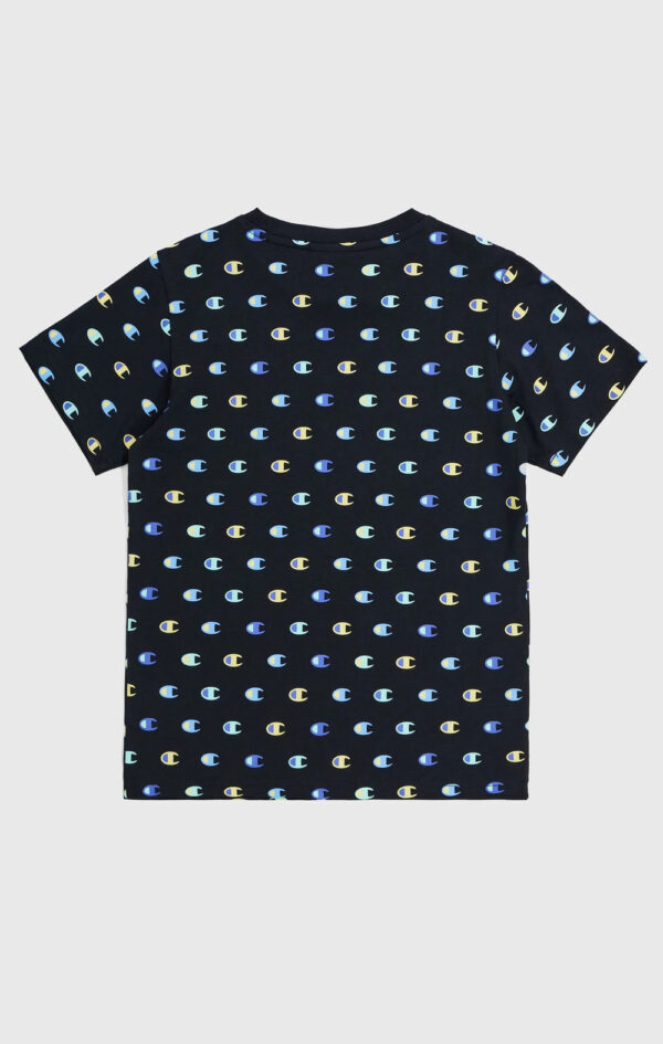 Champion T-shirt MANICA CORTA NERA CON LOGHI COLORATI