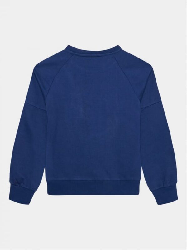 Guess felpa blu bambina in cotone regular fit con ricamo