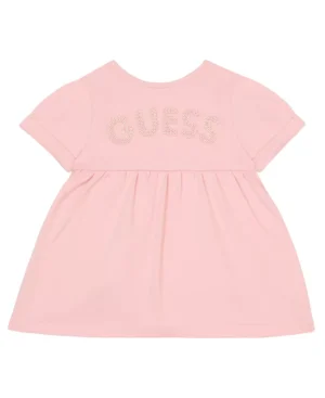 Abito a maniche corte in spugna per bambina Guess – Rosa
