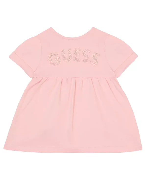 Abito a maniche corte in spugna per bambina Guess – Rosa