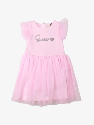 Guess Kids Abito da neonata in raso Total Pink