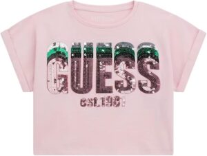 Guess Kids T-shirt con logo di paillettes Bambina